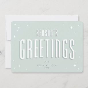 Pale Green Season's Greetings Retro Stars Flat Holiday Card