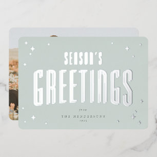 Pale Green Season's Greetings Retro Stars Photo
