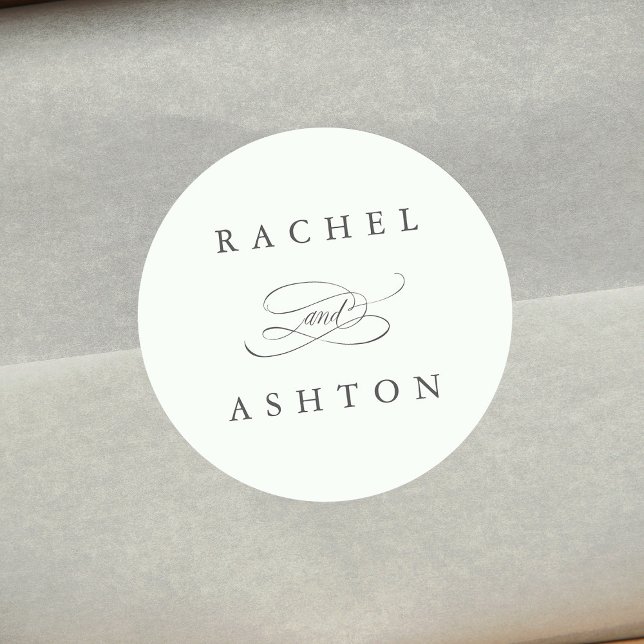Pale Green Simple Elegant Wedding Classic Round Sticker (Creator Uploaded)