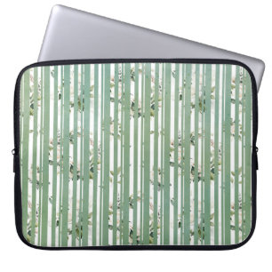 Pale green stripes and muted florals laptop sleeve