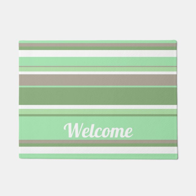Pale green stripes doormat (Front)