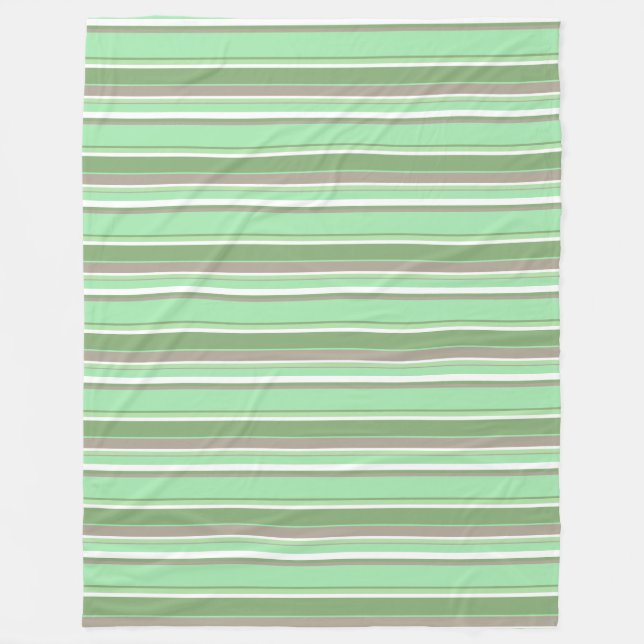 Pale green stripes fleece blanket (Front)