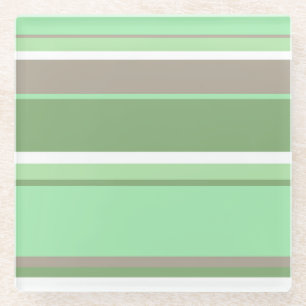 Pale green stripes glass coaster