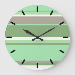 Pale green stripes large clock