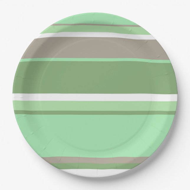 Pale green stripes paper plate (Front)