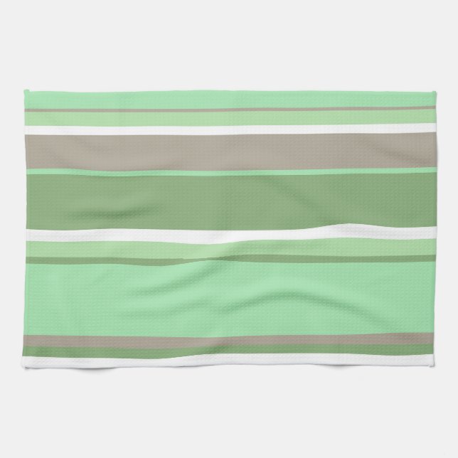 Pale green stripes tea towel (Horizontal)