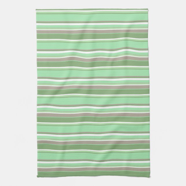 Pale green stripes tea towel (Vertical)