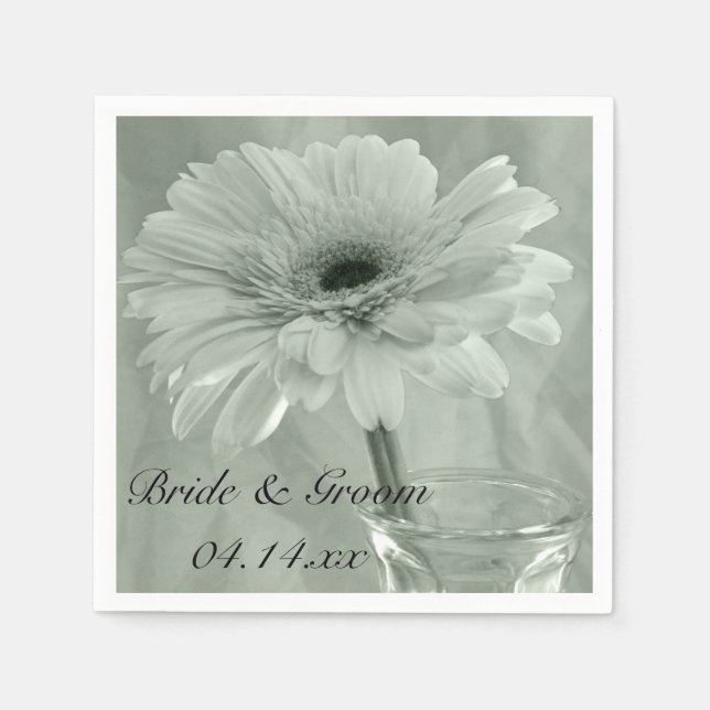 Pale Green Tinted Daisy Wedding Napkin (Front)