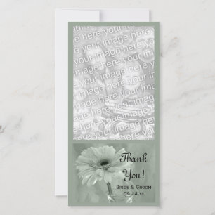 Pale Green Tinted Daisy Wedding Thank You Card