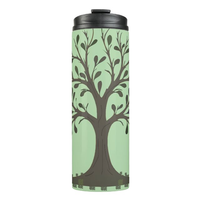 🌳 Pale Green Tree of Life Insulated Bottle (Front)