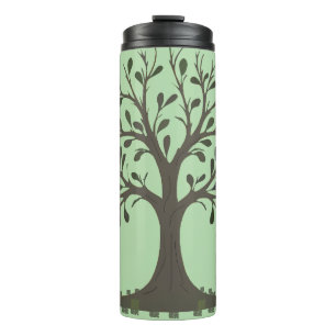 🌳 Pale Green Tree of Life Insulated Water Bottle