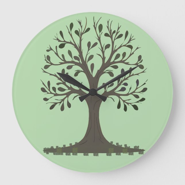 🌳 Pale Green Tree of Life Wall Clock (Front)