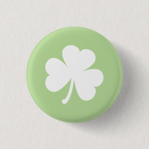 Pale Green w/ Irish Shamrock 3 Cm Round Badge