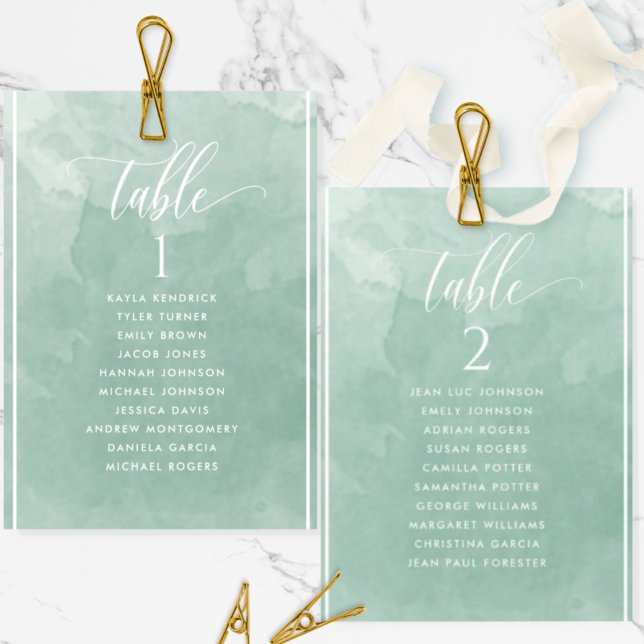 Pale Green Watercolor Seating Plan Card Guest Name (Creator Uploaded)