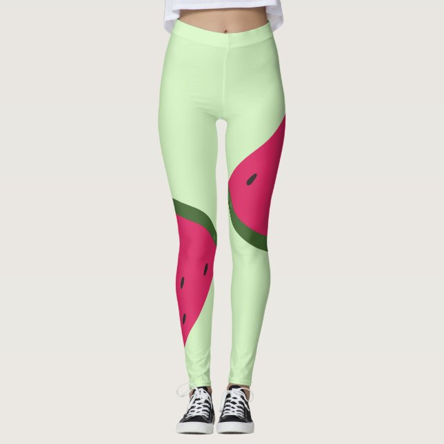 Pale Green Watermelon Leggings  (Front)