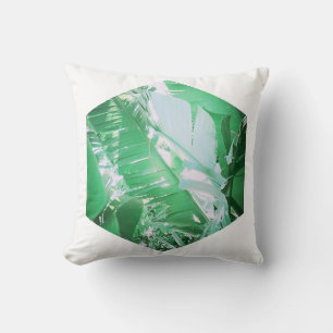 Pale Green Wild Banana Tree Leaves Cushion