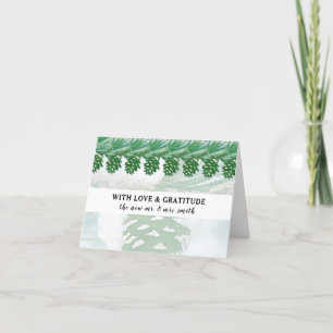 Pale Green Winter Pine Cone Watercolor Bridal Thank You Card
