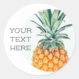 Pale Green Yellow Pineapple Your Text Sticker