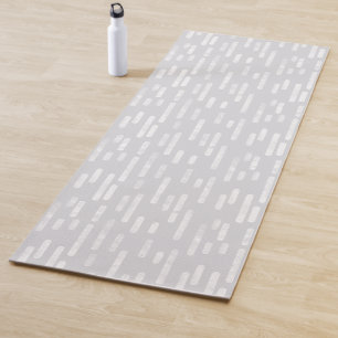 Pale Grey and White Inky Rounded Lines Pattern Yoga Mat
