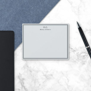 Pale Grey Black Monogrammed Card
