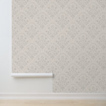Pale Grey Folk Floral Scallop Pattern