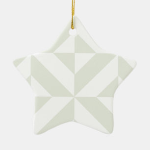 Pale Grey Geometric Deco Cube Pattern Ceramic Tree Decoration