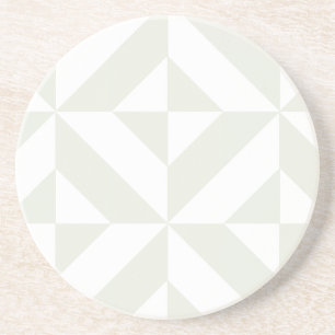 Pale Grey Geometric Deco Cube Pattern Coaster