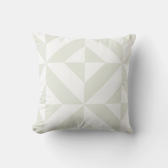Pale Grey Geometric Deco Cube Pattern Cushion (Front)