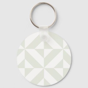 Pale Grey Geometric Deco Cube Pattern Key Ring
