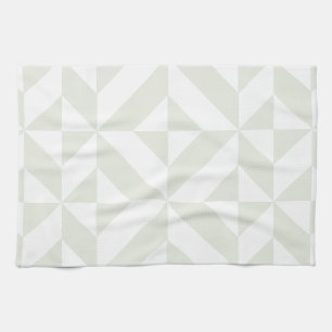 Pale Grey Geometric Deco Cube Pattern Tea Towel