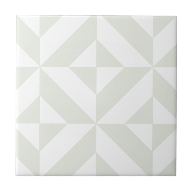 Pale Grey Geometric Deco Cube Pattern Tile (Front)