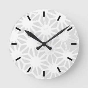 Pale grey geometric pattern round clock