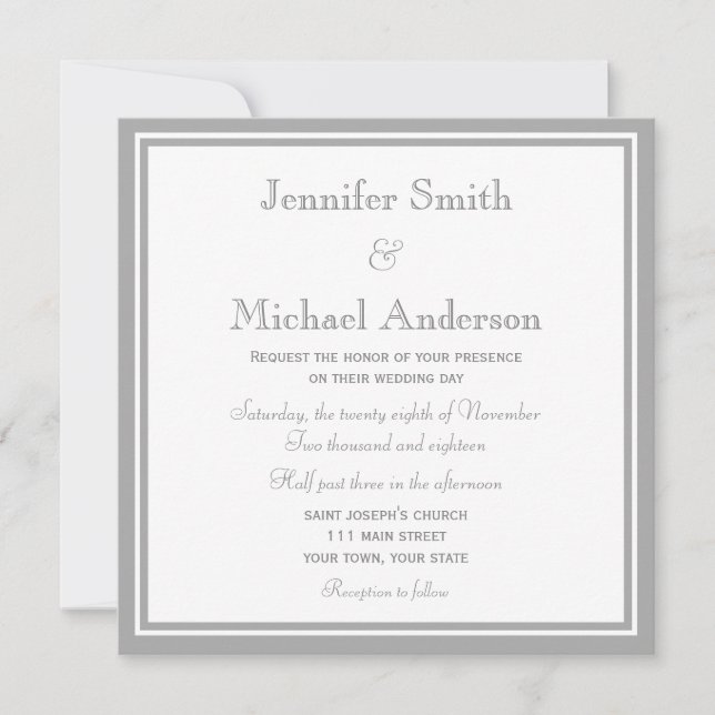 Pale Grey Invitation Wedding (Front)