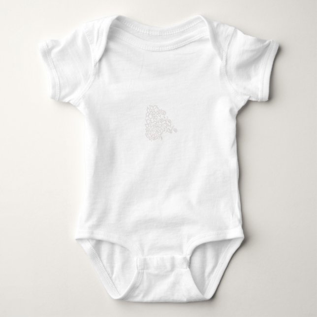 Pale Grey, Milk White, floral design Baby Bodysuit (Front)