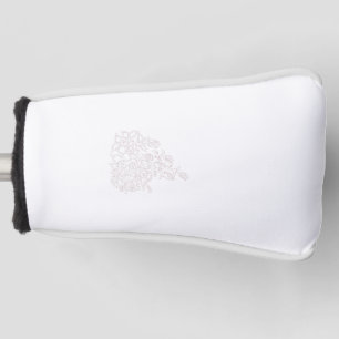 Pale Grey, Milk White, floral design Golf Head Cover