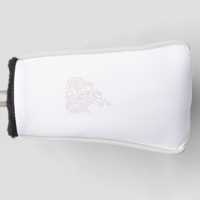 Pale Grey, Milk White, floral design Golf Head Cover (Front)