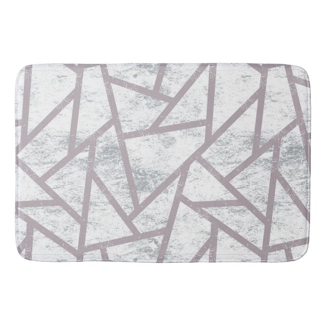 Pale grey mosaic pattern bath mat (Front)