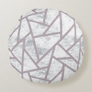 Pale grey mosaic pattern round cushion
