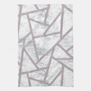 Pale grey mosaic pattern tea towel