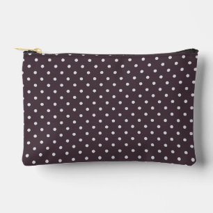 Pale Grey Polka Dot Pattern on Dusty Plum Purple Accessory Pouch