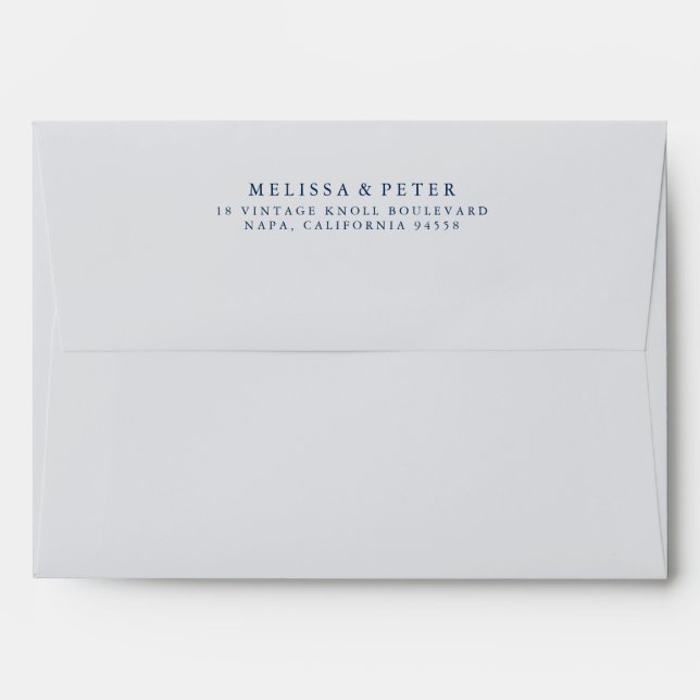 Pale Grey Return Address Envelopes w/ Stripe Liner (Back (Top Flap))