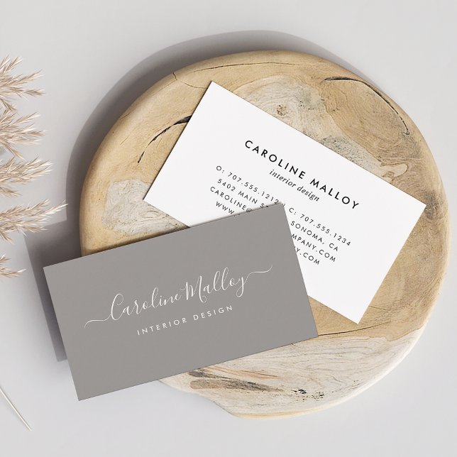 Pale Grey | Signature Script Business Card (Creator Uploaded)