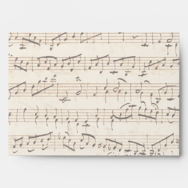 Pale Handwritten Sheet Music Vintage Envelope (Front)