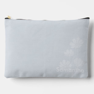 Pale Icy Blue with Cosmos Silhouette and Name Accessory Pouch