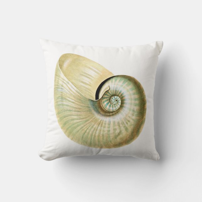 Pale Iridescent Nautilus Seashell Throw Pillow (Front)