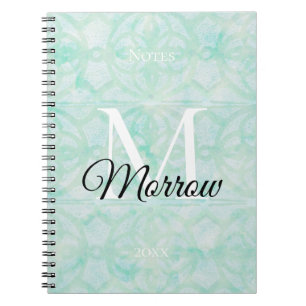 Pale Jade Batik Name and Year Notebook