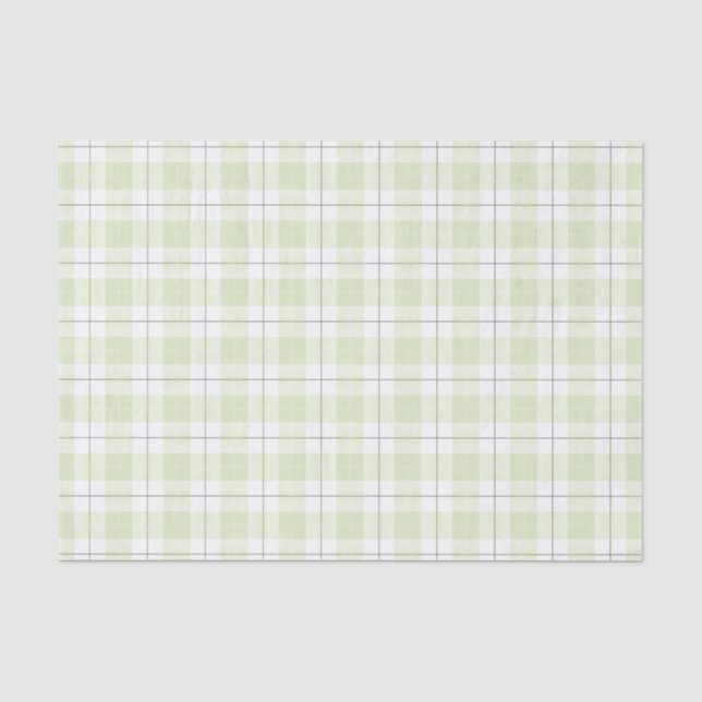 Pale Jade Plaid Pattern Tissue Paper (Front)