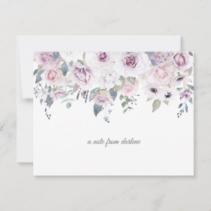 Pale Lavender and Pink Watercolor Roses Monogram Card
