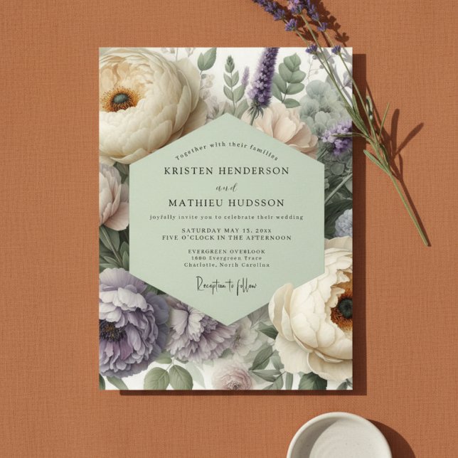 Pale Lavender Botanical Romance Wedding Invitation (Creator Uploaded)