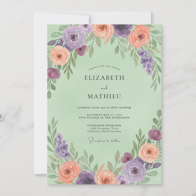 Pale Lavender Coral Petal Wedding Invitation (Front)